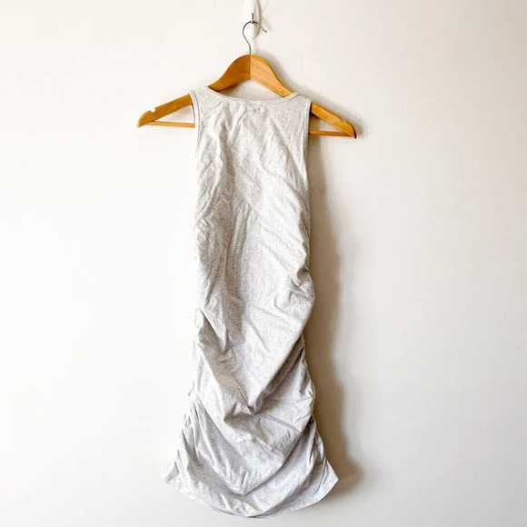 Aritzia TNA Chill Malibu Ruched Mini Dress Heather White Grey Size Medium - Picture 6 of 8